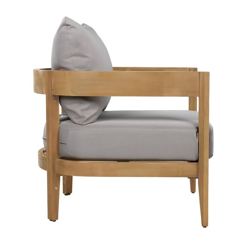 Brooklyn Acacia Wood Outdoor Club Chair with Cushions by Christopher Knight Home