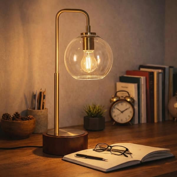 Kaia Modern Globe Table Lamp with Brushed Gold Accent