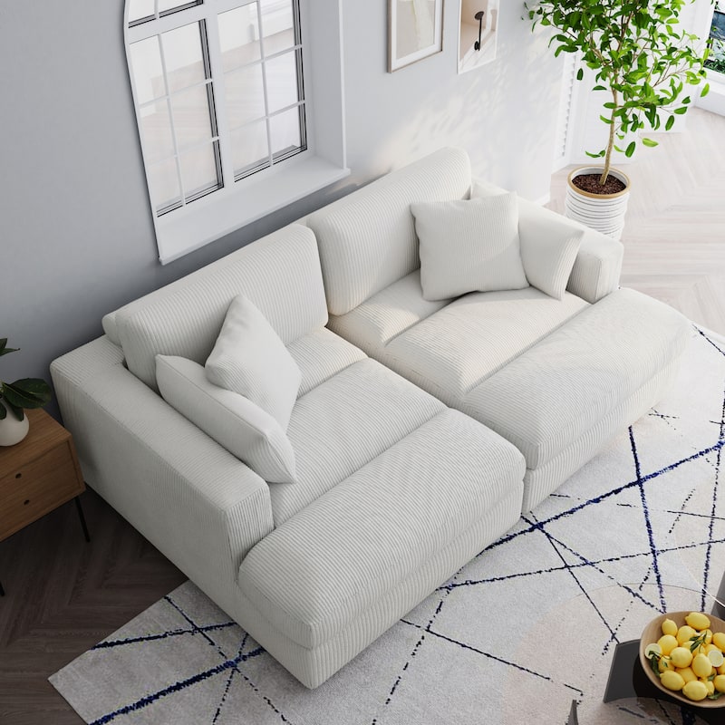 Navaeh Corduroy Modular Sectional Sofa Large Couch Sleeper Chaise