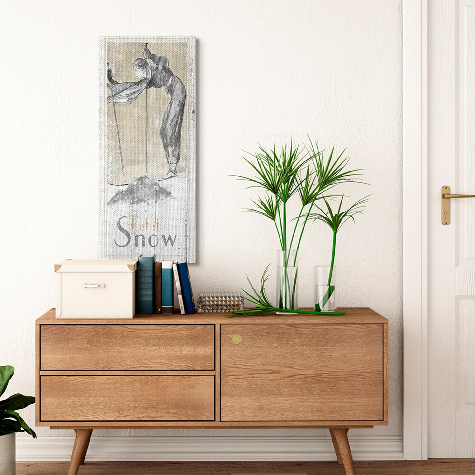 Stupell Let It Snow Vintage Skiing Print Design Canvas Wall-image