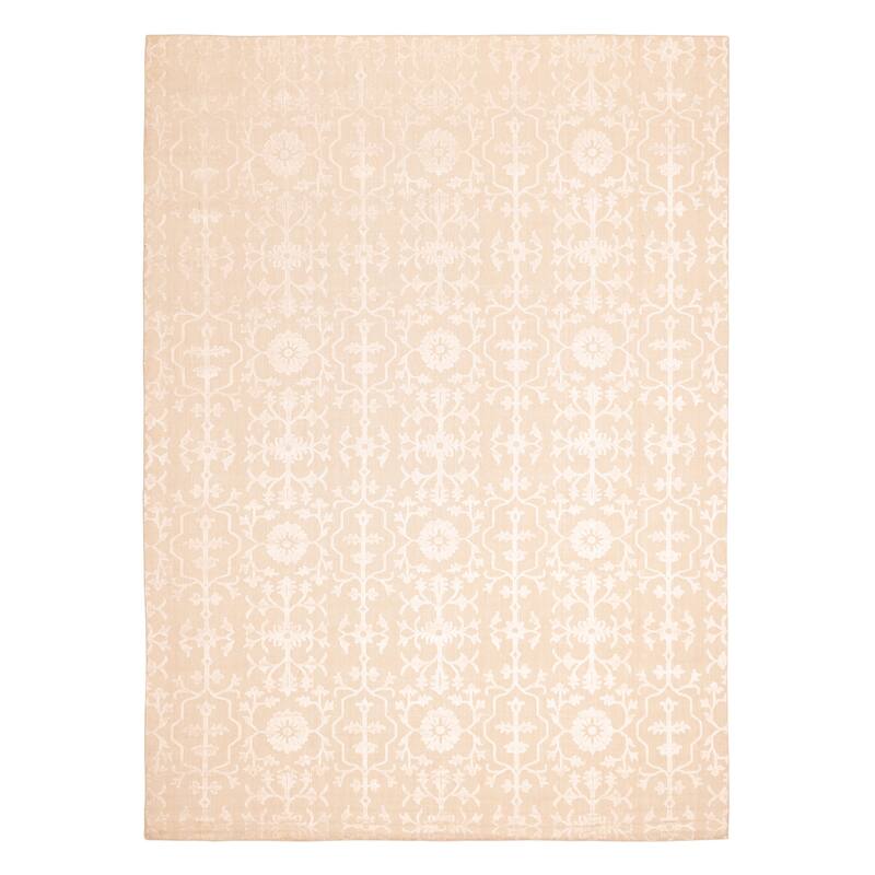 ECARPETGALLERY Hand Loomed Elysian Ivory Viscose, Wool Rug - 8'3 x 11'6