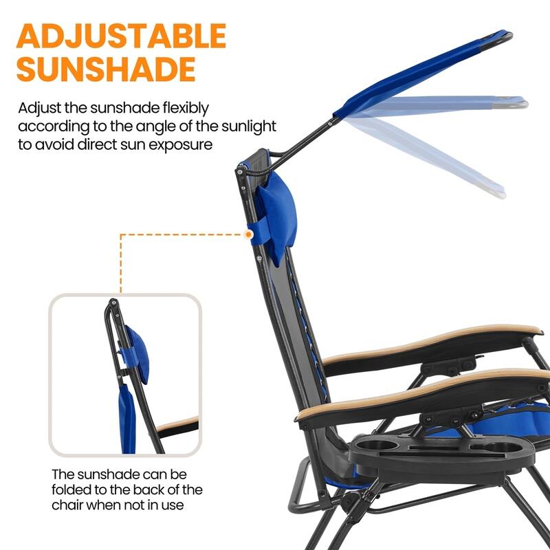 Yaheetech 29in Outdoor Zero Gravity Chair with Sun Shade Oversized