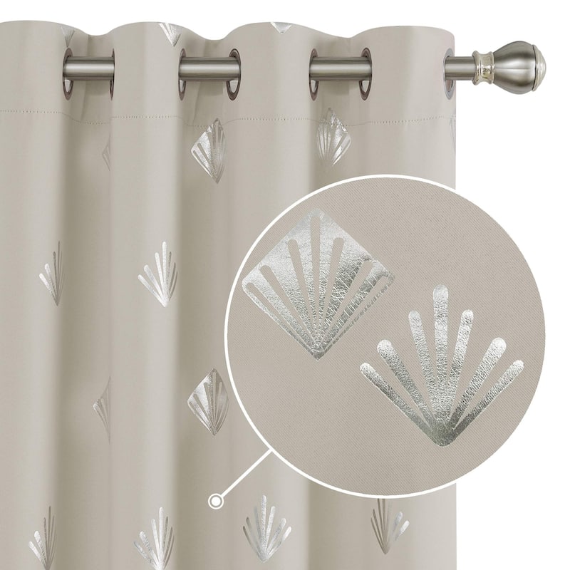 Shell Pattern Room Darkening Curtain Panel (2 Panels)