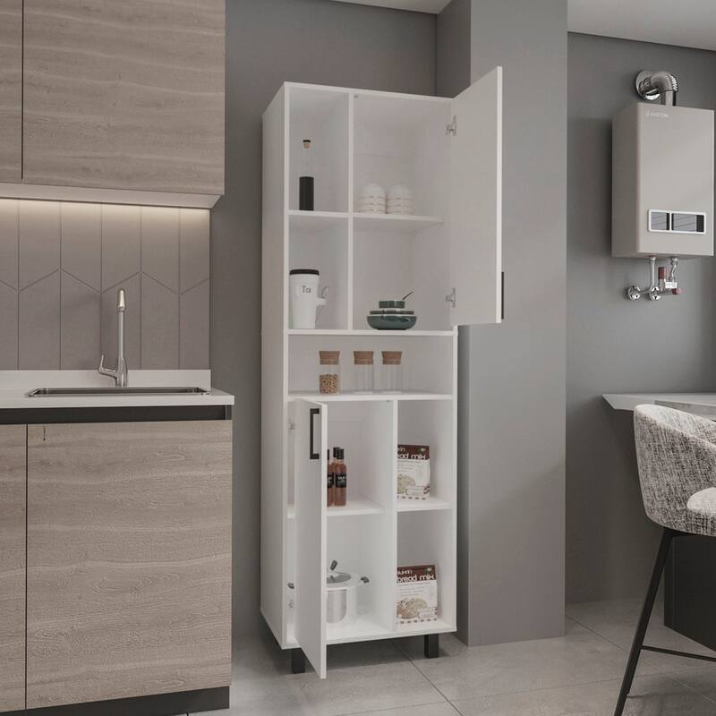 Pantry Cabinet With Two Doors And Multiple Storage Compartments