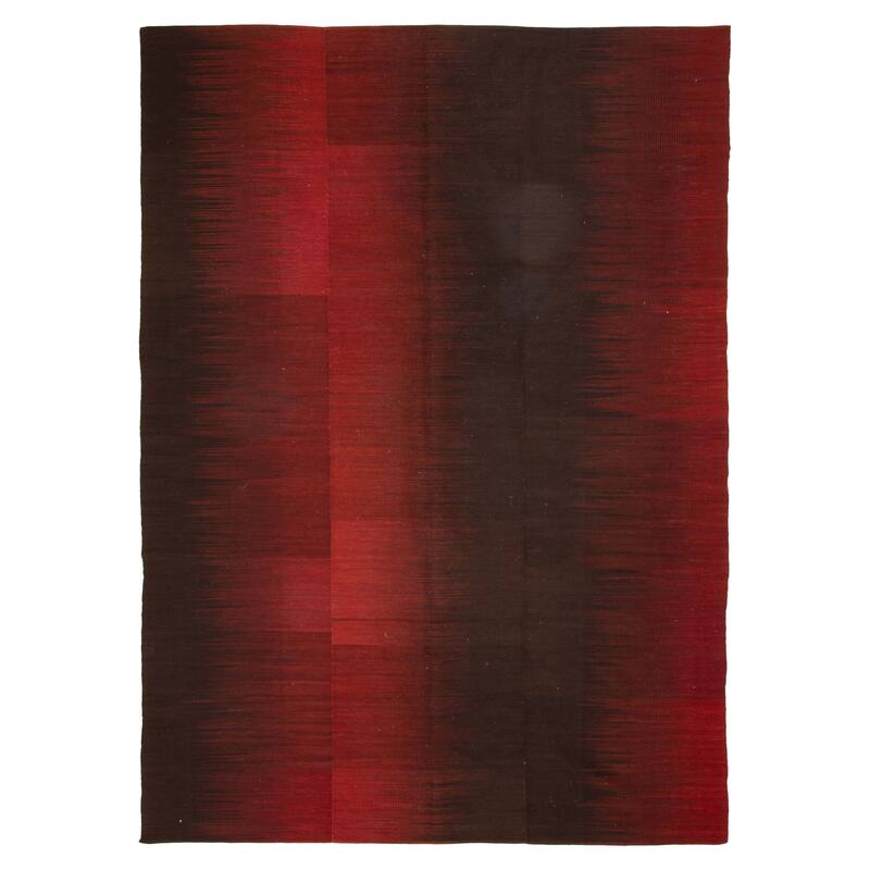 ECARPETGALLERY Flat-Weave Ankara FW Red Wool Kilim - 6'8 x 9'3 - Red - 6'8 x 9'3