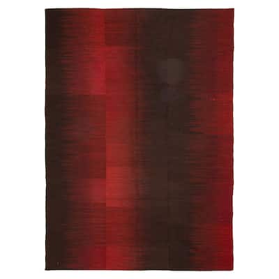 ECARPETGALLERY Flat-Weave Ankara FW Red Wool Kilim - 6'8 x 9'3