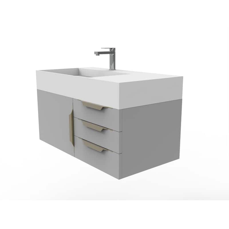 Amazon 36" Wall Mounted Bathroom Vanity Set w/ White Top