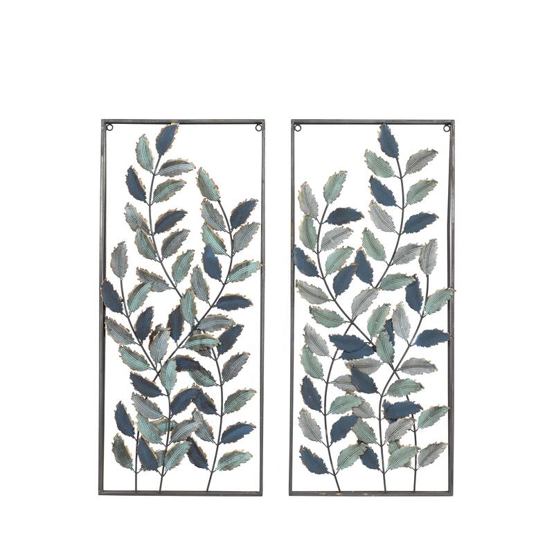 Metal Leaf Home Wall Decor - Set of 2 Black - Roche River Decor - Black