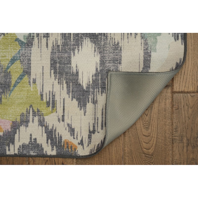 Indoor/Outdoor Water Resistant Panama Aqua & Orange Washable Area Rug - 2' x 3'