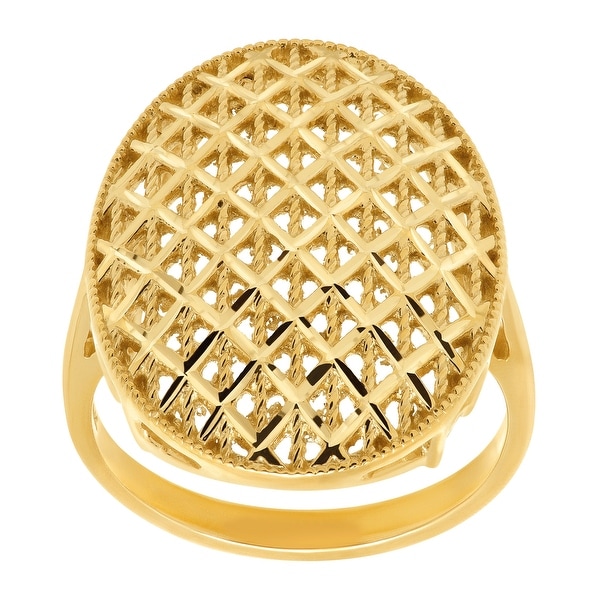 Eternity Gold Beaded Checkerboard Oval Ring in 10K Gold - Yellow