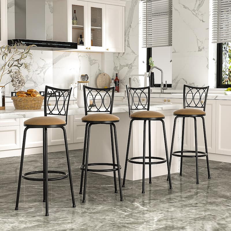 Javlergo Set of 2 Bar Stools Adjustable-Height Swivel Seat Counter Stools