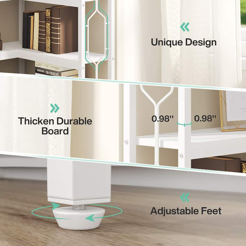7-Tier Corner Bookshelf, White Corner Shelf Modern Etagere Bookcase