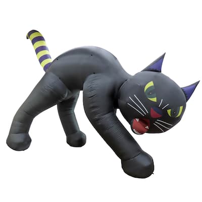 National Tree Company 20 ft. Inflatable Halloween Black Cat, 4 Red LED Lights- UL
