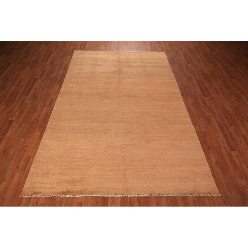 Modern Gabbeh Oriental Area Rug Handmade Solid Wool Carpet - 6'7" x 9'10"