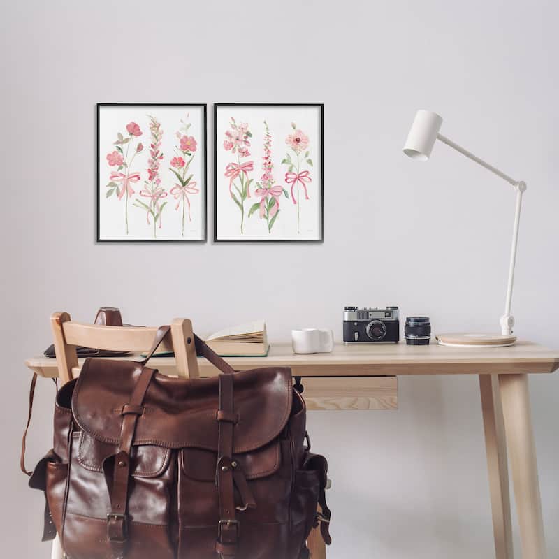 Stupell Soft Fresh Pastel Sprigs Framed Giclee Art Design By Sally Swatland (Set of 2)