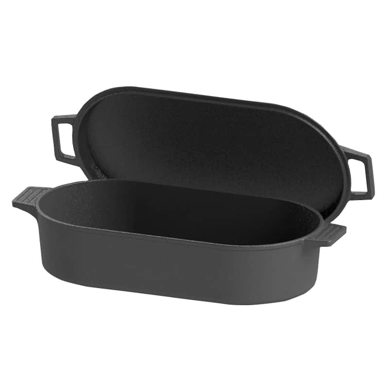Bayou Classic 7477 6 Quart Large Cast Iron 17 In x 9.25 In Oval Fryer with Lid - 352