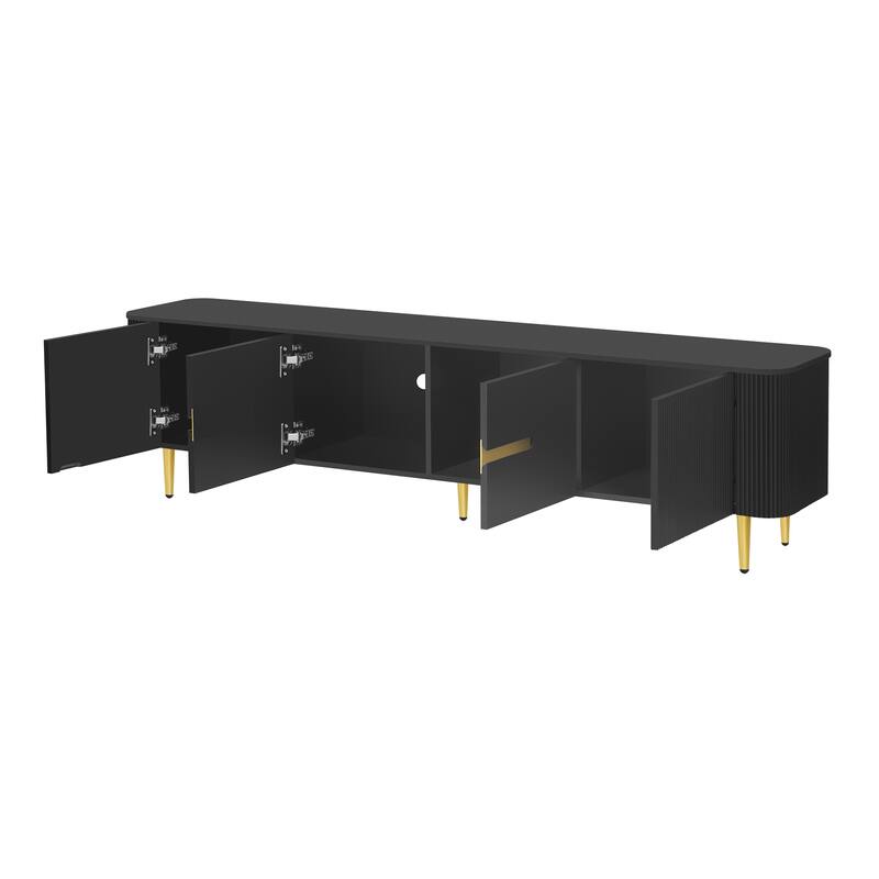 Roomfitters Minimalist TV Stand for up to 85 Inch TV, Entertainment Center with Four Spacious Cabinets