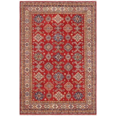 Rustic Super Kazak Janes Red/Beige Hand Knotted Wool Rug - 8'2'' x 10'3''