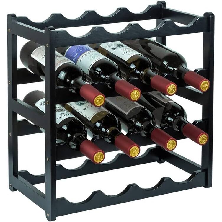 Sturdy and Durable Countertop Wine Storage Cabinet Shelf -  4 Tier Black