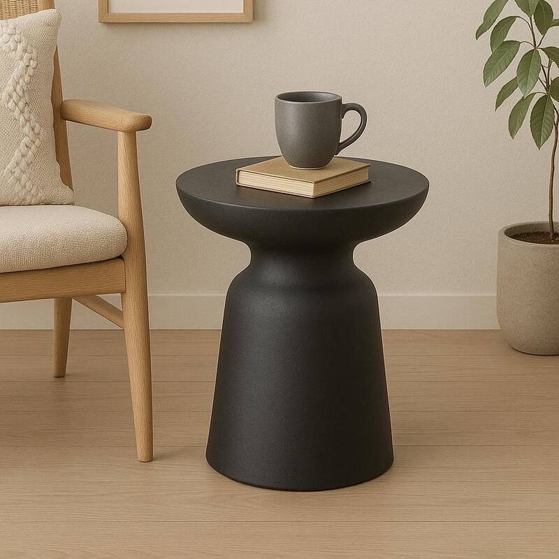 Joan Modern Pedestal Metal Side Table by Sevita - 16″ L x 16″ W x 19″ H