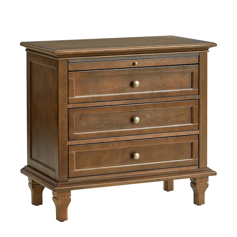 Muriel Farmhouse 3 Drawers Nightstand with Built-In Outlets by HULALA HOME