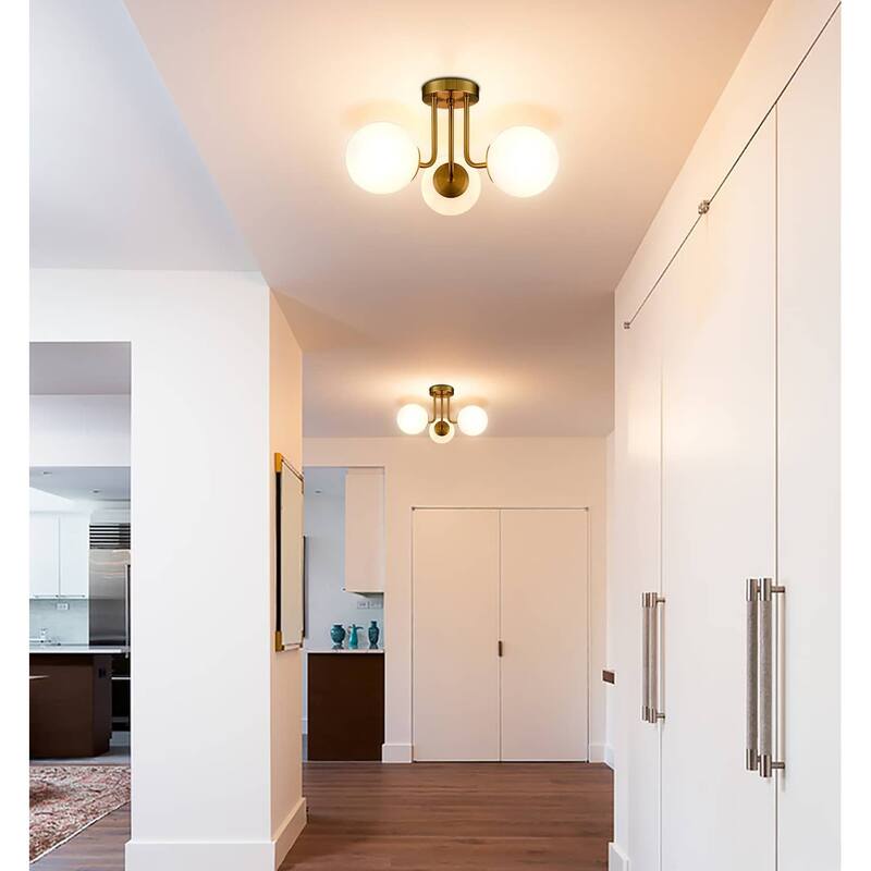 Tiber Modern Globe Semi-Flush Mount Ceiling Light - 3 Light & 6-Light