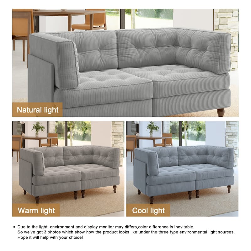 Oversized Sofa Corduroy Tufted Modular Sectional Set