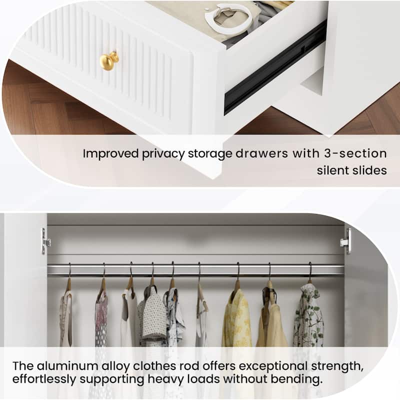 Pocassy Wardrobe Closet 70" Large Capacity Clothing Wardrobe Cabinet