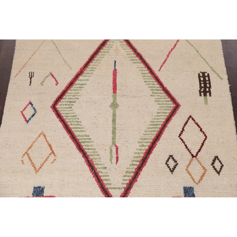 Tribal Oriental Moroccan Wool Area Rug Hand-knotted Home Decor Carpet - 6'1" x 9'9"