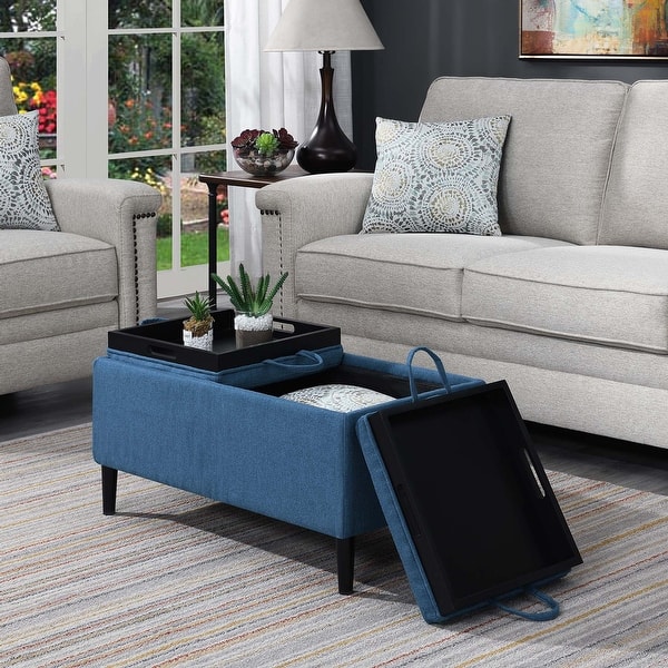 slide 21 of 26, Copper Grove Suonenjoki Storage Ottoman with Trays Soft Blue Fabric
