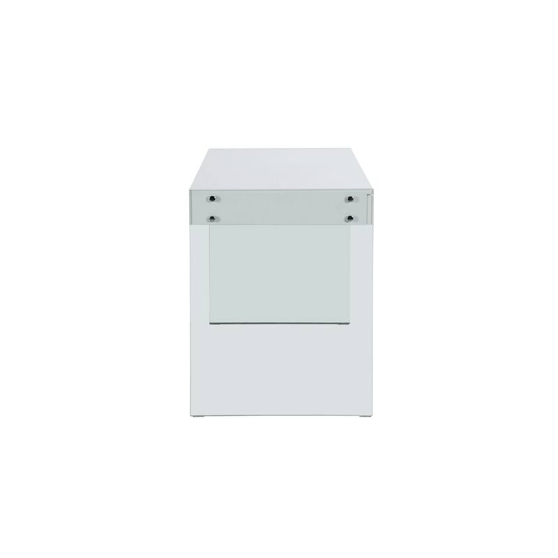 Somette Contemporary Gloss White & Glass Desk