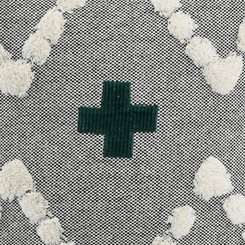 Hand-Stitched Swiss Cross Cotton Throw Pillow Cover - 20" - Gray and Green