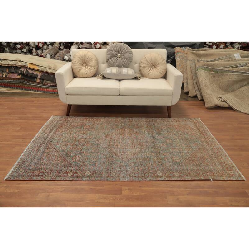 Hand Knotted Oriental 100% Wool Carpet Traditional Medallion Navy Blue & Blues Mahal Area Rug - 6' 10'' X 4' 4''
