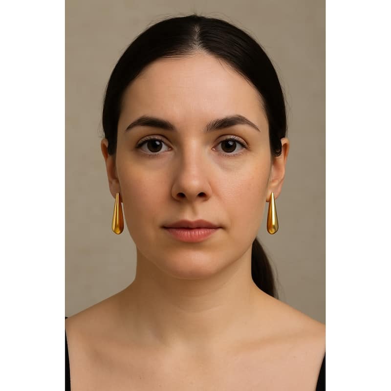 Polished Geometric Teardrop Earrings - 1.2" long