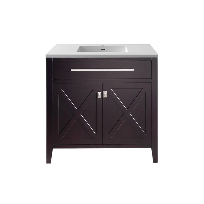 Miseno MV-36-313YG319 Wimbledon 36" Free Standing Single Basin Vanity - Brown / Matte White - Natural Finish