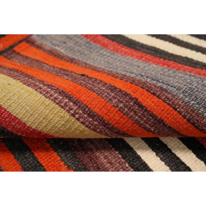 Hand Woven Oriental 100% Wool Carpet Southwestern Geometric Multi-Colored Kilim Area Rug - 10' 1'' X 5' 0''