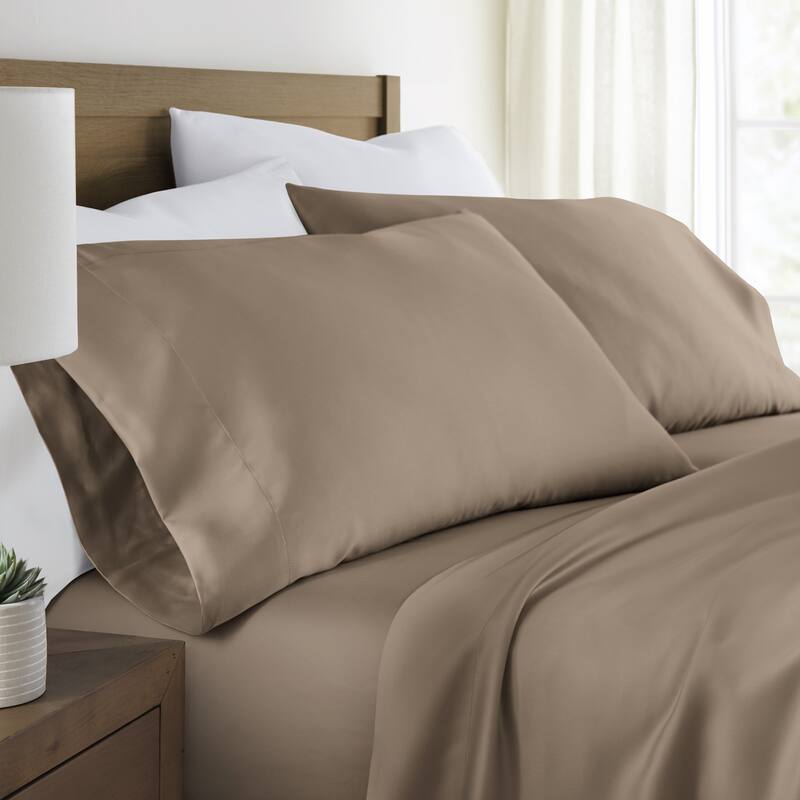 Becky Cameron Soft 100% Rayon from Bamboo 2-Piece Pillowcase Set - King - Taupe