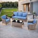 Option Brwon Wicker Blue Cushion