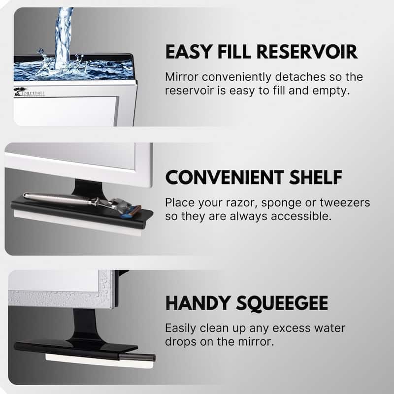 ToiletTree Products Fogless Shower Mirror with Squeegee - Bathroom Fogless Mirror for Shaving, Makeup, and Grooming
