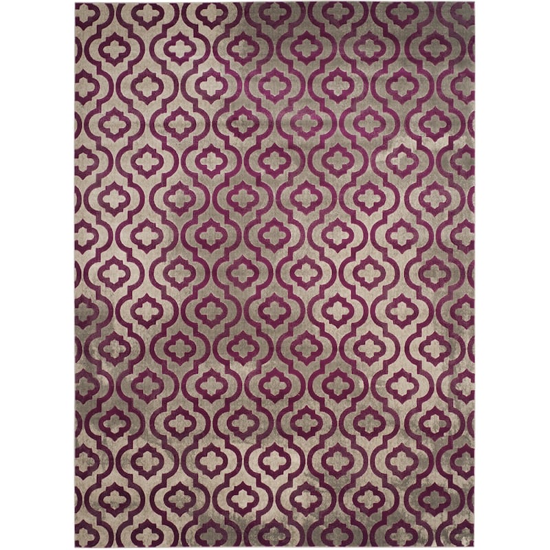 SAFAVIEH Porcello Andrijana Geometric Trellis Area Rug - 8'2" x 11' - Light Grey/Purple