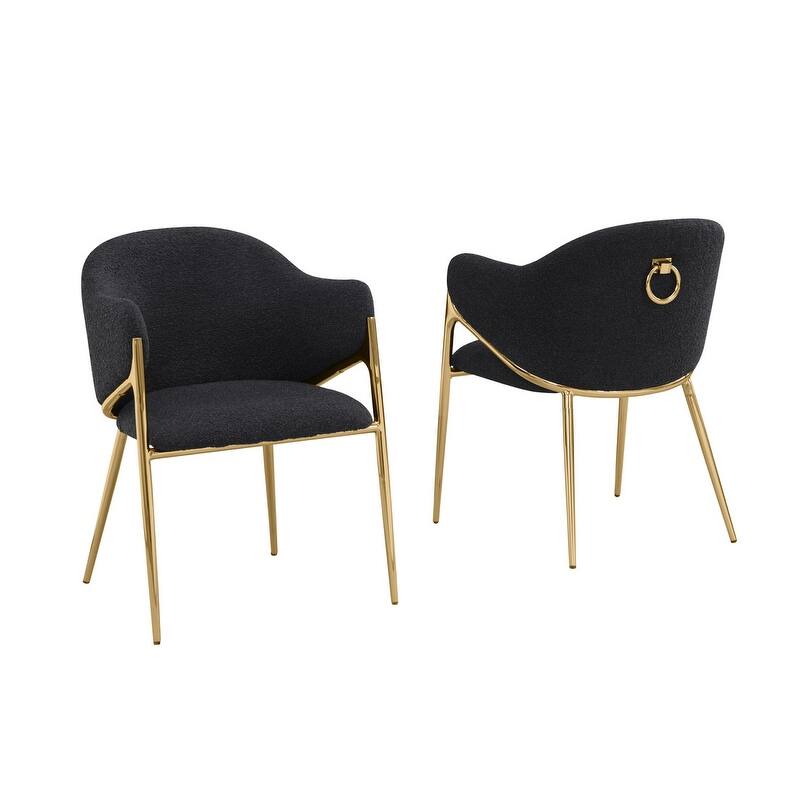 Best Quality Furniture Boucle Fabric Chrome Dining Chairs (Set of 2) - N/A