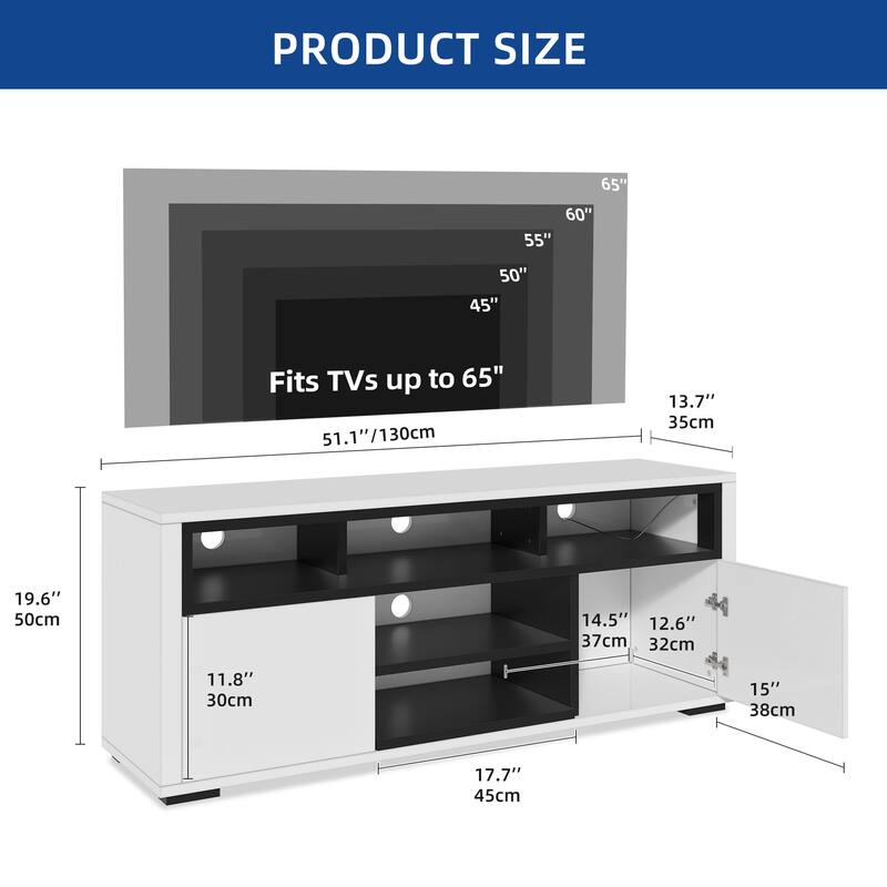 Moasis Modern Glossy LED TV Stand For TVs up to 70 inches, Entertainment Center & Media Console for Living Room