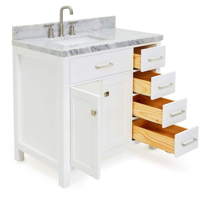 Ariel H037SLCWRVO Bristol 36" Thick Carrara Marble Vanity Top