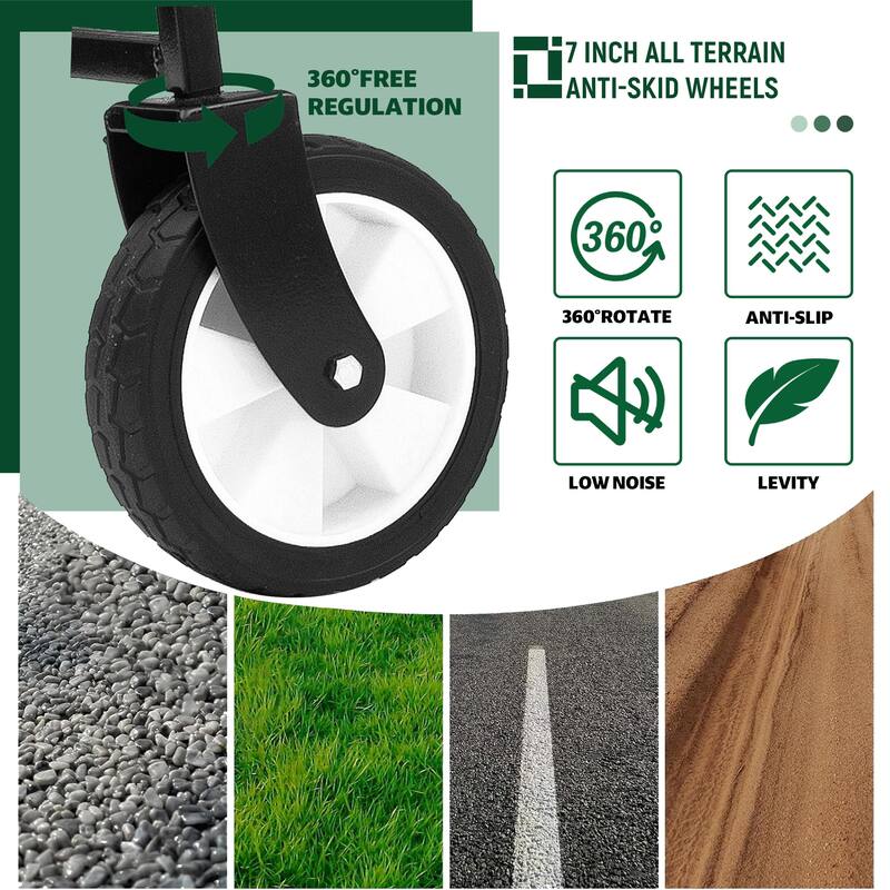 360lb Capacity Heavy-Duty Collapsible Wagon - with Storage Straps & 3-Piece Liner Bag Set