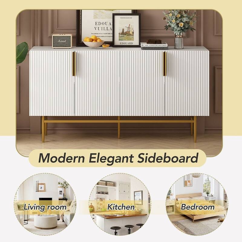 60" Modern Elegant 4-Door Cabinet Buffet/Sideboard
