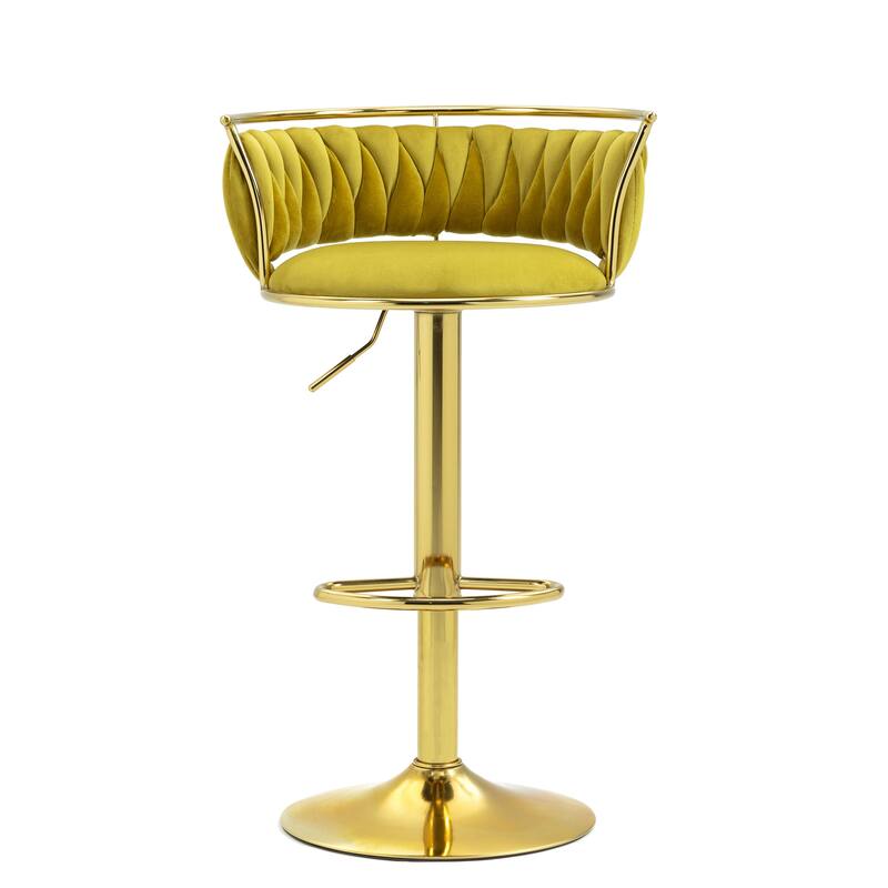 Set of 2 Velvet Adjustable Swivel Bar Stools
