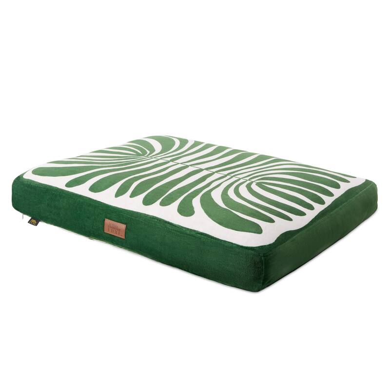 TOWN & COUNTRY LUXE CuddleTown Matisse Pillow Crate Mat Reversible Pet Bed Navy Blue for Large Dogs - M: 36"x28"x4" - Green