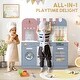 preview thumbnail 7 of 5, Bule Wooden Kitchen Playset Chef Pretend Play Set for Toddlers, Toy Kitchen with 26 Pcs Toy Food & Cookware Accessories