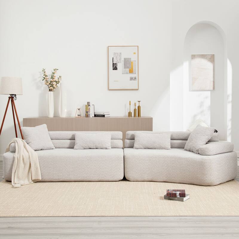 Frameless Sofa with Sponge Construction, ARC Armrests, No Assembly Required