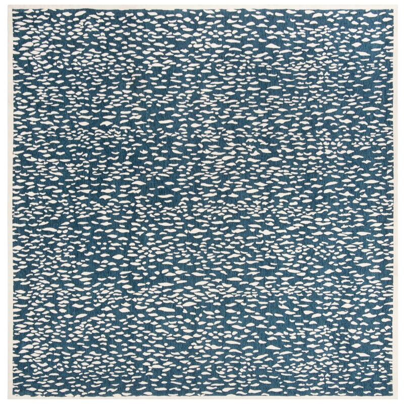 SAFAVIEH Handmade Marbella Goril Modern Polyester Rug - 6' Square - Blue/Ivory